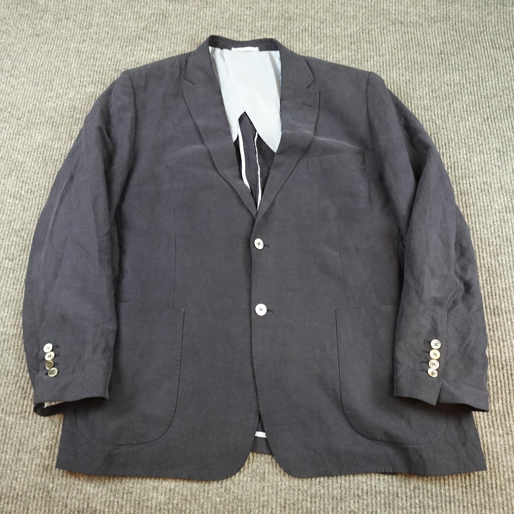 Crittenden Blazer Mens 50L Blue Silk Linen Sport Coat Jacket CR379A Summer